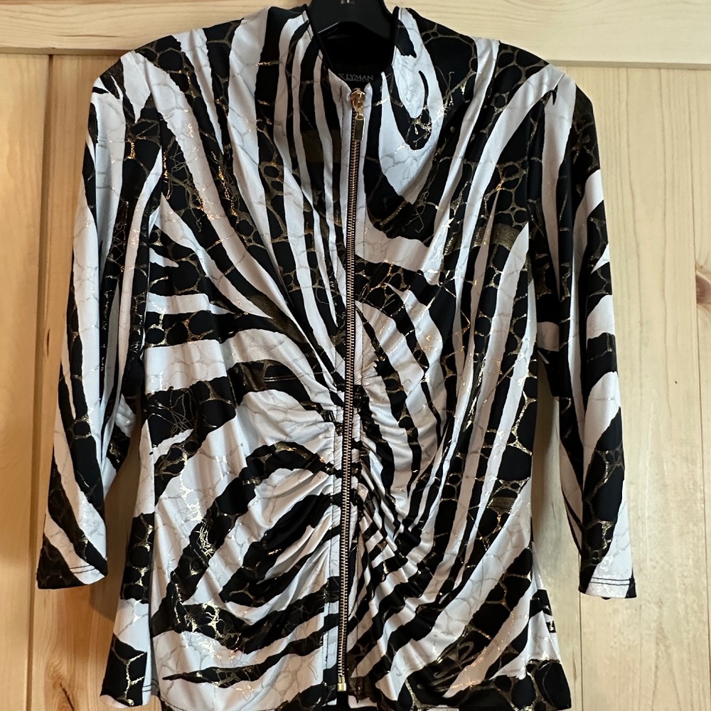 Frank Lyman Design White & Black Sequin Jacket - Size 8